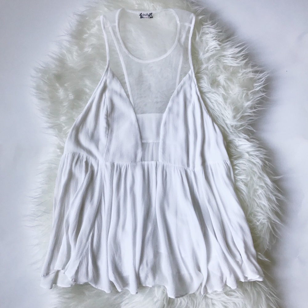 Free People Intimately White Sheer Panel Tank
